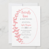 Invitation Baisers papillon Boho rose Chic Girl Baby shower (Devant)