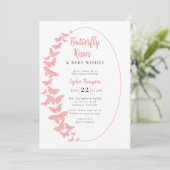 Invitation Baisers papillon Boho rose Chic Girl Baby shower (Debout devant)
