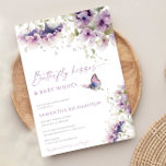 Invitation Baisers papillon et voeux bébé lavande violette<br><div class="desc">Pour une personnalisation plus avancée de cette conception,  il vous suffit de cliquer sur le bouton "Modifier en utilisant l'outil de conception" ci-dessus !</div>