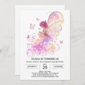 Invitation Baisers papillon Fairy Anniversaire (Devant / Derrière)