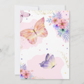 Invitation Baisers papillon Floral Rose fille Anniversaire (Dos)