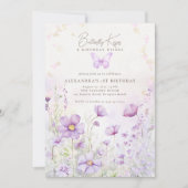 Invitation Baisers papillon Violet Fleurs sauvages 1er annive (Devant)