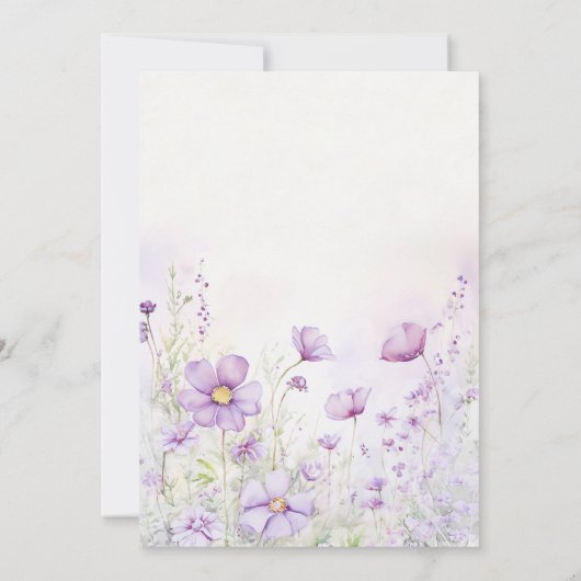 Invitation Baisers papillon Violet Fleurs sauvages 1er annive (Dos)