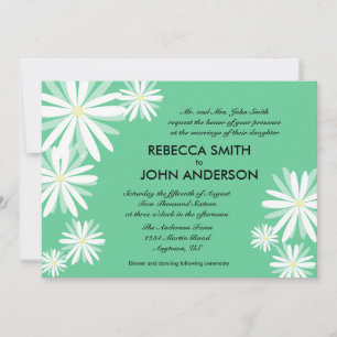 Invitation Baisson blanc rétro sur Mariage vert