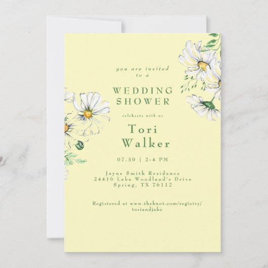 Invitation Baisson blanc Wedding shower jaune et blanc (Devant)