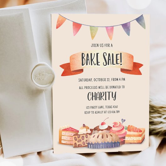 Invitation Bake Sale collecte de fonds Party Church Festival 