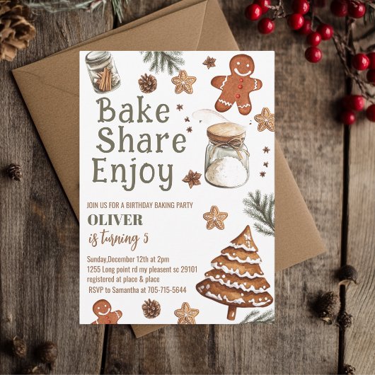 Invitation Bake Share Enjoy Christmas Birthday  Party