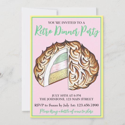 Invitation Baked Bombe Alaska Retro Diner Partie Dessert Nour (Devant)