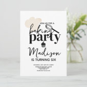 Invitation Baking Anniversaire Fête Whisk Casquette Cupcake (Debout devant)