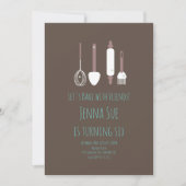 Invitation Baking Birthday Party Tools Turquoise Brown Invita (Devant)