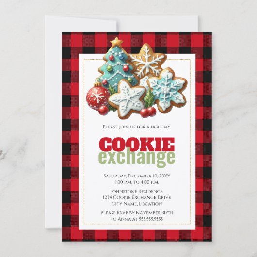 Invitation Baking Christmas Holiday Cookie Exchange (Devant)
