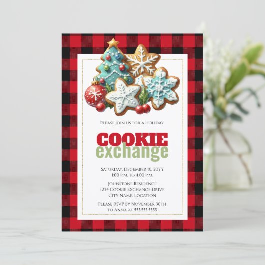 Invitation Baking Christmas Holiday Cookie Exchange (Debout devant)