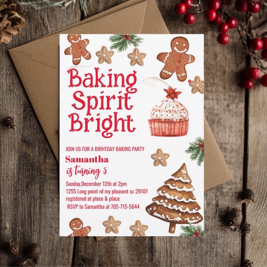 Invitation Baking Spirit Bright Christmas Cookie Birthday