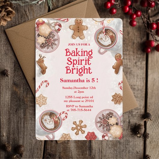 Invitation Baking Spirit Bright Christmas Cookie Birthday