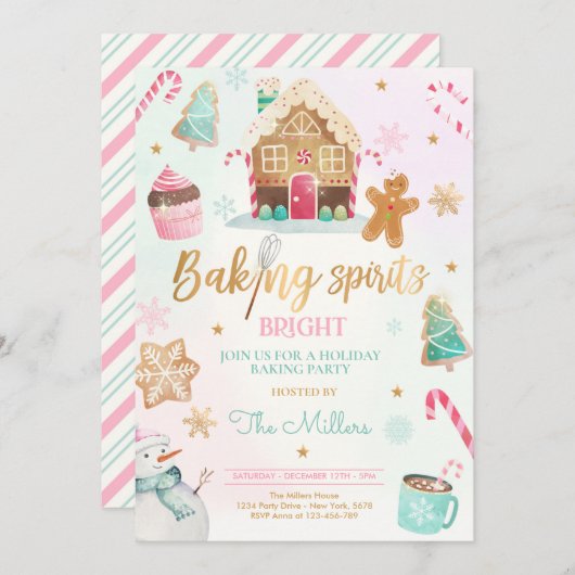 Invitation Baking Spirit Fête de Noël Bright Bake (Devant / Derrière)