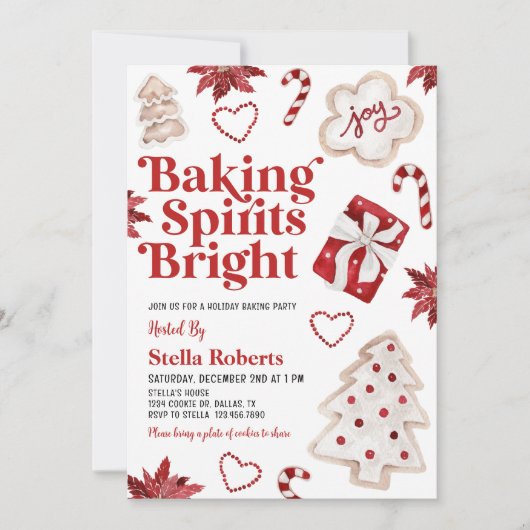 Invitation Baking Spirits Bright Christmas Cookies Exchange (Devant)