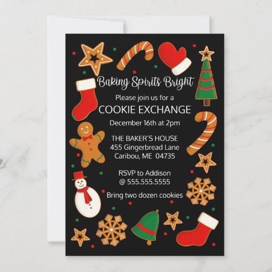 Invitation Baking Spirits Bright Cookie Exchange (Devant)