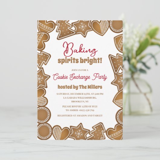 Invitation Baking Spirits Bright Cookies Exchange Noël (Debout devant)