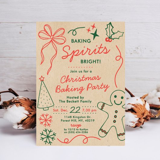 Invitation Baking Spirits Bright | Fête d'échange de biscuits