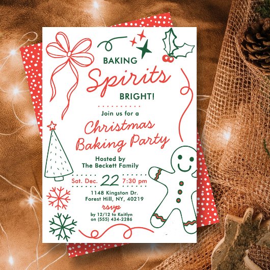 Invitation Baking Spirits Bright | Holiday Cookie Swap Party
