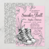 Invitation Bal à chaussures argent rose (Devant / Derrière)