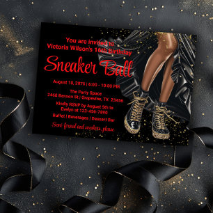 Invitation Bal Basket Basket Red Black Gold
