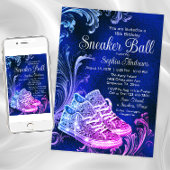 Invitation Bal Basket bleu violet fête d'anniversaire