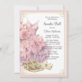 Invitation Bal Basket d'or rose fête d'anniversaire (Devant)