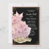 Invitation Bal Basket d'or rose Noir Anniversaire (Devant)