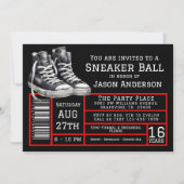 Invitation Bal Basket noir rouge fête d'anniversaire (Devant)