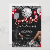 Invitation Bal Basket Red and Silver Disco (Devant)