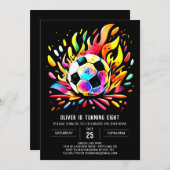 Invitation Bal coloré Printable Soccer Anniversaire (Devant / Derrière)