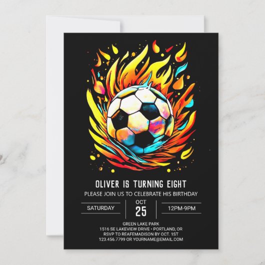 Invitation Bal coloré Printable Soccer Anniversaire (Devant)