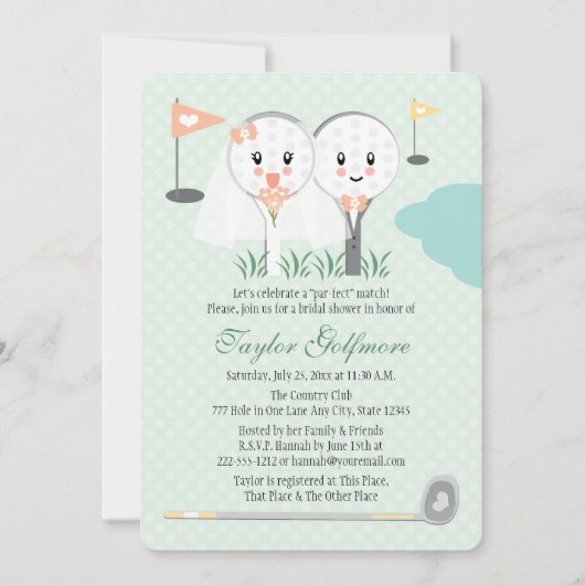 Invitation Bal de golf mignonne et Fête des mariées de chambr (Devant)