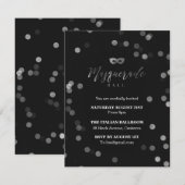 Invitation Bal de Mascarade Noir Élégant (Devant / Derrière)