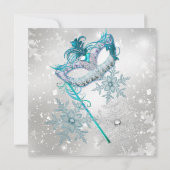 Invitation Bal de masque de Noël Flocon de neige argent bleu  (Dos)
