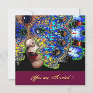 Invitation BAL DE MASQUE ÉPHÉMÈRE pour les 16 ans, masque ble