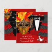 Invitation Bal de masque formel en tenue de soirée (Devant / Derrière)