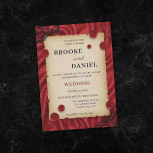 Invitation Bal de masque rouge romantique de mariage