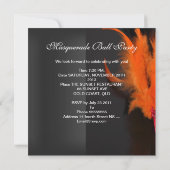 Invitation Bal de masques aux masques rouges oranges noirs (Dos)