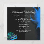 Invitation Bal de masques bleu sarcelle noir (Dos)