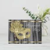 Invitation Bal de masques en or noir (Debout devant)