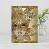 Invitation Bal de masques en or noir (Debout devant)