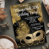 Invitation Bal de masques en or noir