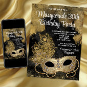 Invitation Bal de masques en or noir