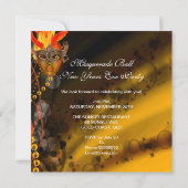Invitation Bal de masques Fête Masques Or Orange Jaune (Dos)