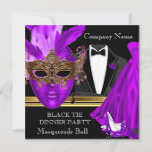 Invitation Bal de masques tenue violette noire (Devant)
