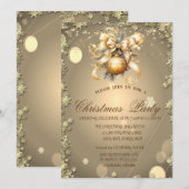 Invitation Bal de Noël, Gold Stars Noël Compagnie fêtes (Devant / Derrière)
