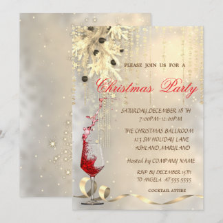 Invitation Bal de Noël, Soirée de Noël de la société Red Wine
