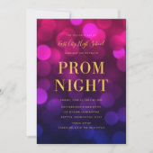 Invitation Bal de promo au lycée aux lumières floues bleu mag (Devant)